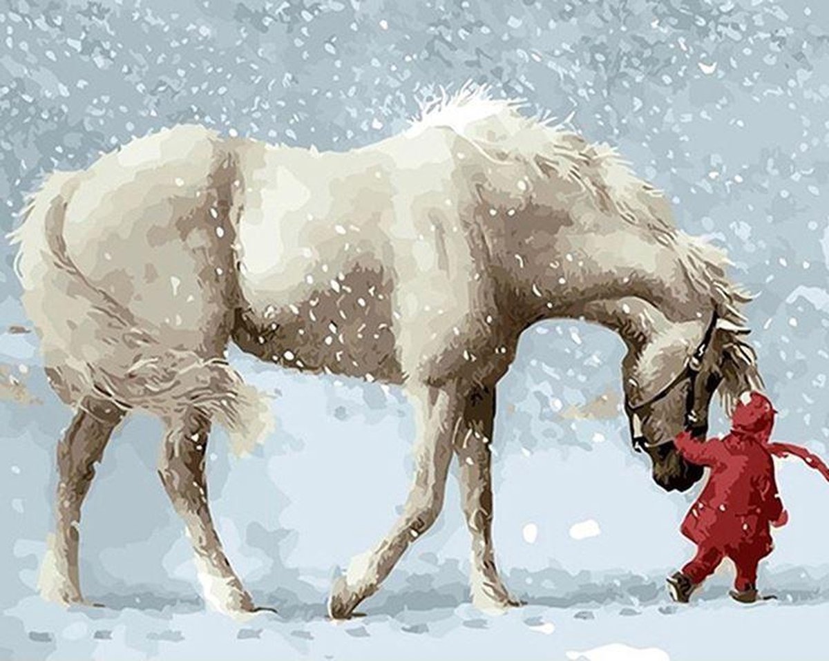 Paint By Numbers - Schilderen op Nummer - Winterwandeling in de Sneeuw - 50x40cm - Volwassenen & Kinderen - Stipco