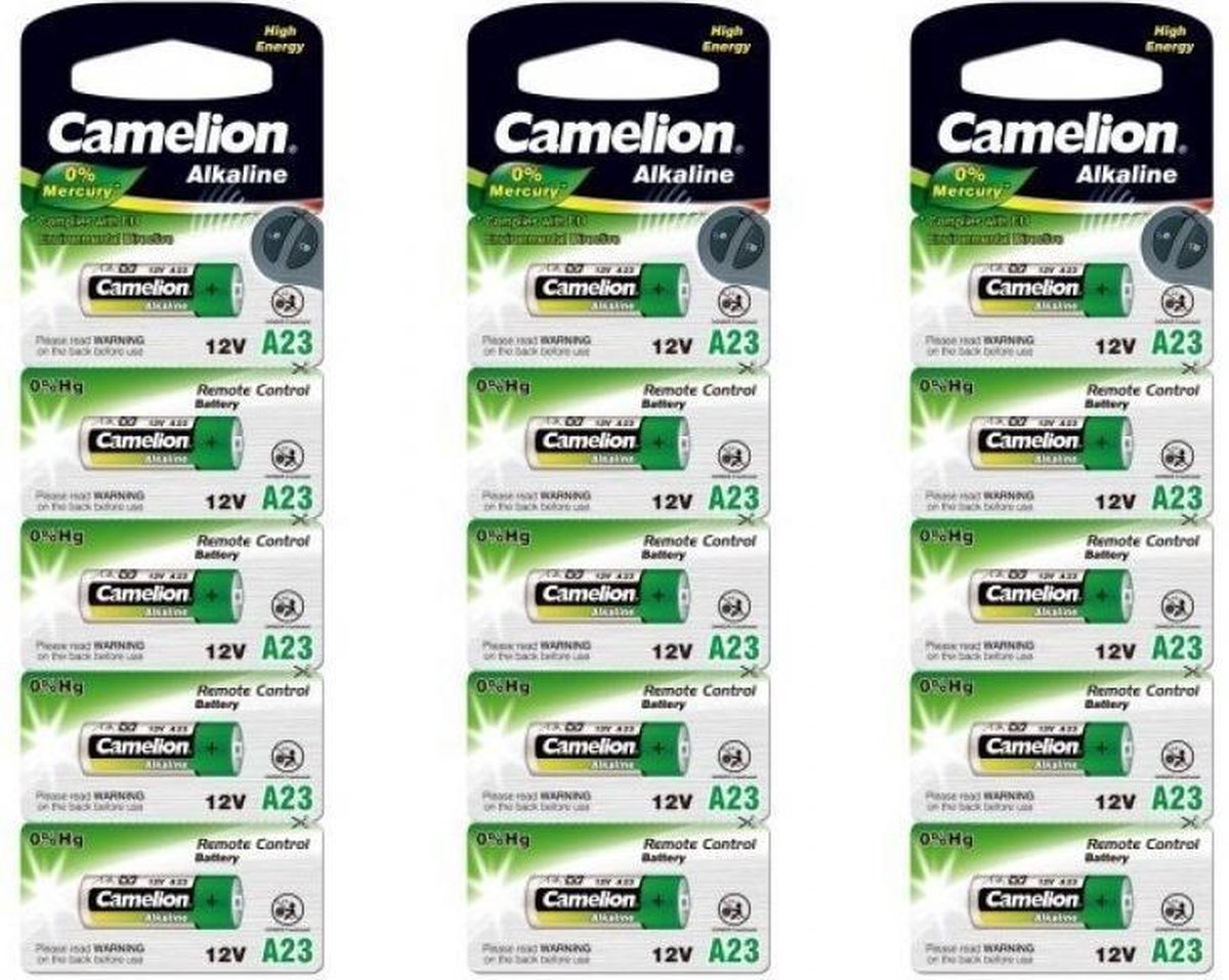 15 Stuks (3 blisters) - Camelion A23 23A 12V L1028F Alkaline batterij