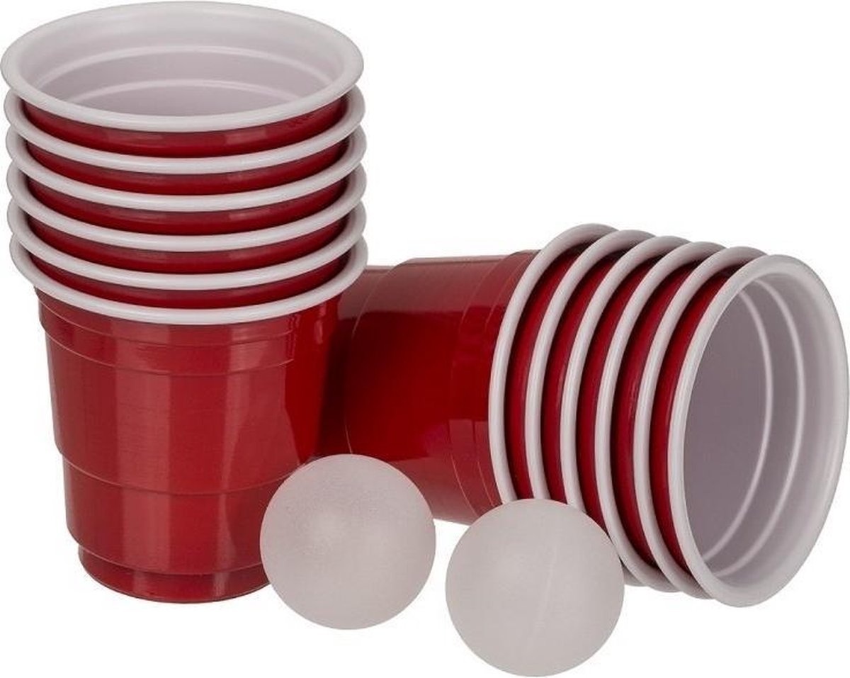 Mini beer pong drankspel/drinkspel 14 delig - Drankspellen/studentenspellen bier pong - herbruikbare bekers