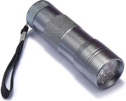 Mini zaklamp 12 LED Aluminium UV Ultra Violet paars licht - Zilver