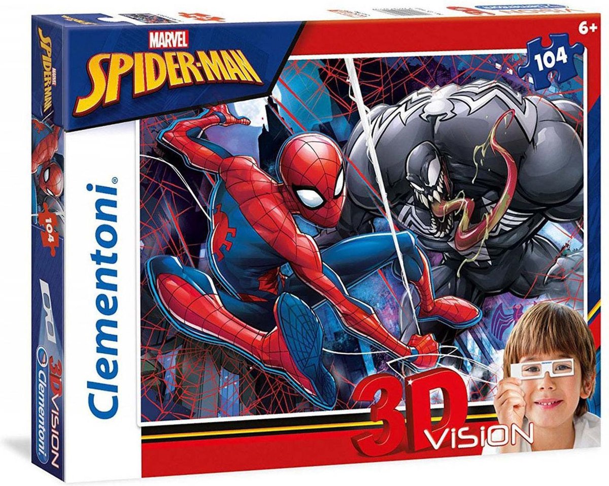 Clementoni - 3D Vision puzzel - Spiderman - 104 stukjes