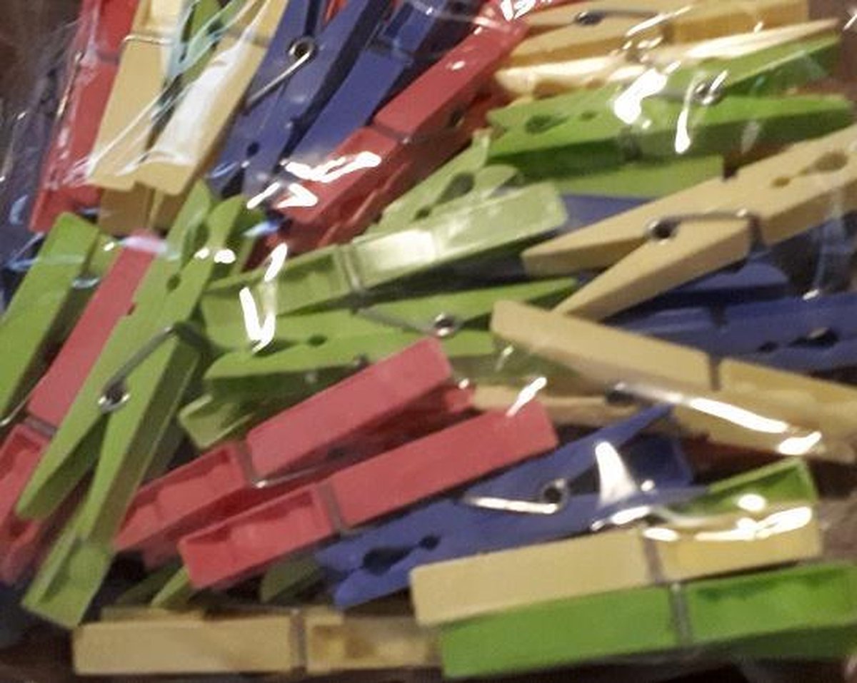 Wasknijpers kunststof pak van 50 stuks multi colour