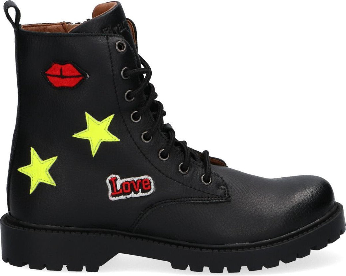 Braqeez Belle Boot Meisjes Biker Boots - Multi - Leer - Veters