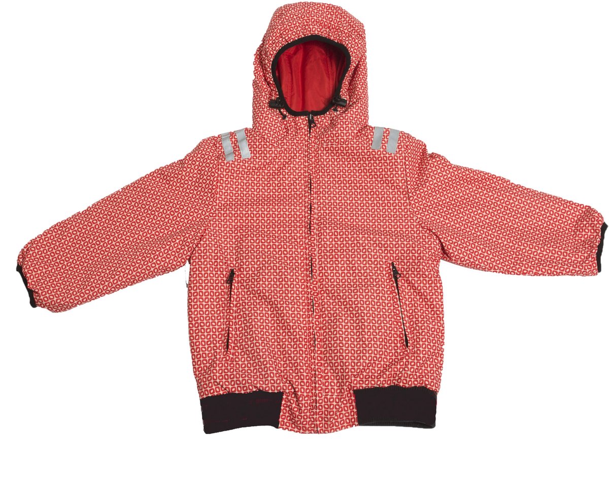 Ducksday omkeerbare jas unisex Funky red - 8 jaar