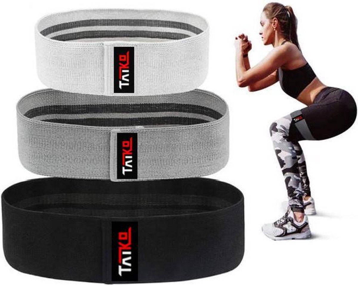 Weerstandsbanden Fitness Booty Band Resistance Band Sport - Full Body Gym Elastieken - Set van 3 - Thuis Sporten - TAIKO®