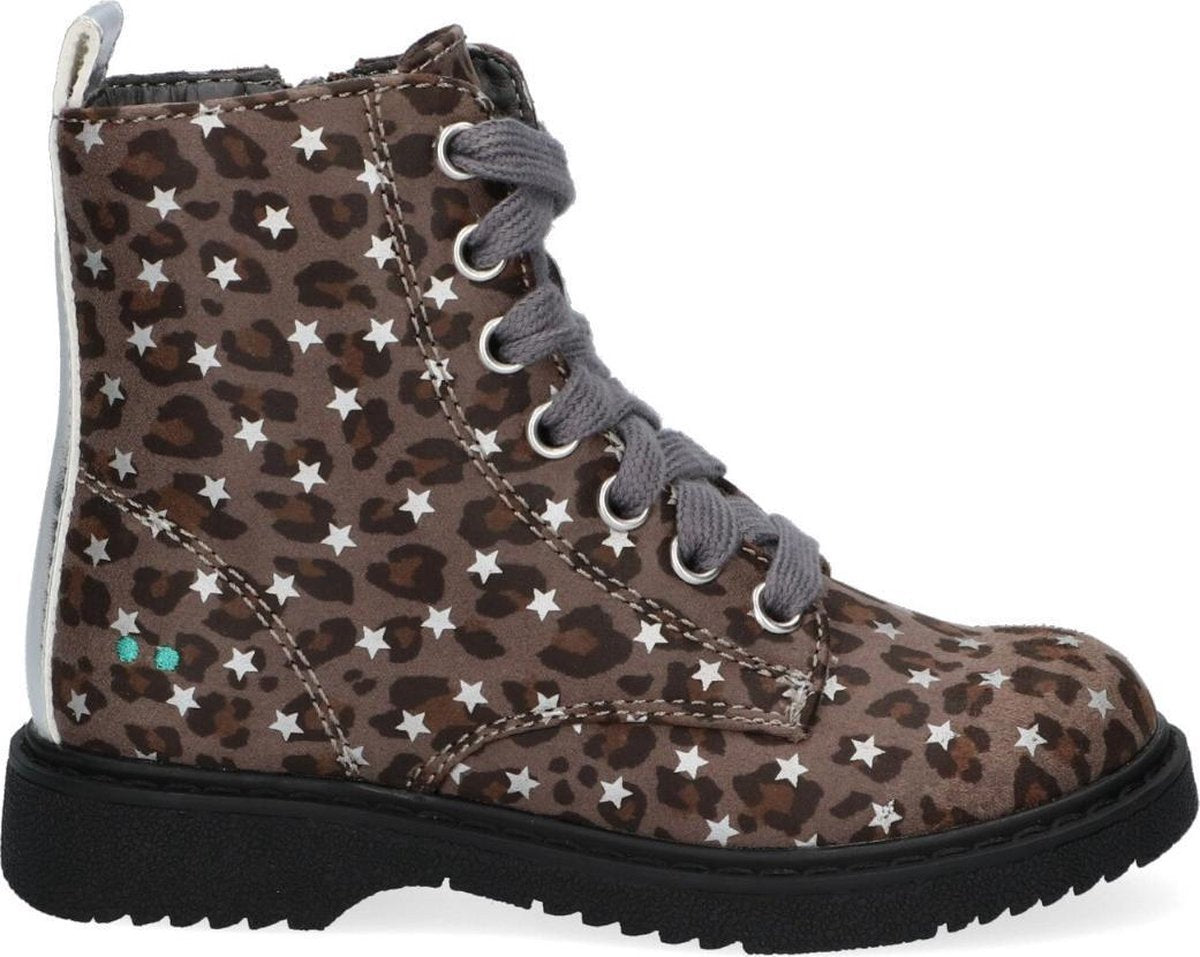 Bunnies JR 220941-784 Meisjes Biker Boots - Grijs - Imitatieleer - Veters
