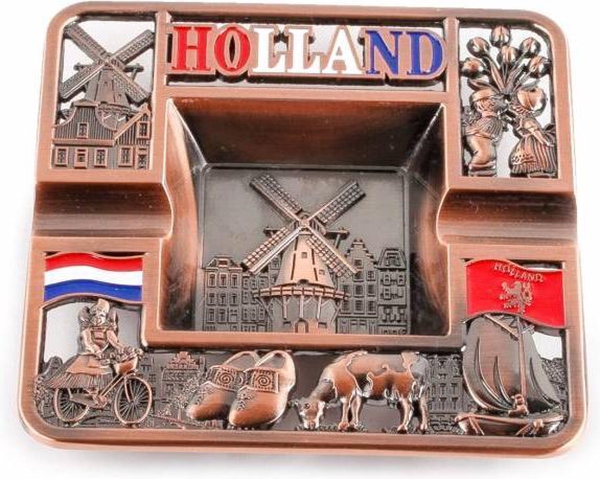 Asbak Vierkant Holland Compilatie Koper - Souvenir