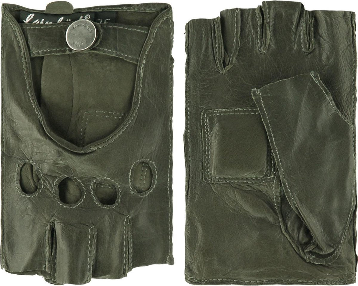 Klassieke leren autohandschoenen dames met halve vingers model Chihuahua Color: Camel
