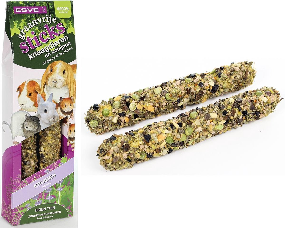 ESVE Graanvrije Sticks - Kruiden - Knaagdieren en Konijnen - 2 x 135 gr