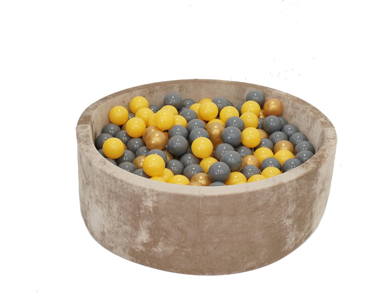 Velvet Ballenbak Goud 90x40 met 250 ballen Geel