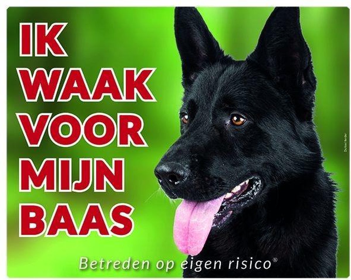 Duitse Herder Zwart Waakbord - Ik waak voor mijn baas