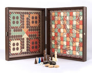 Vintage Style - 4-in-1 combo backgammon-schaak-dam-ludo-snakes Top Kwaliteit Klasse en Geweldig
