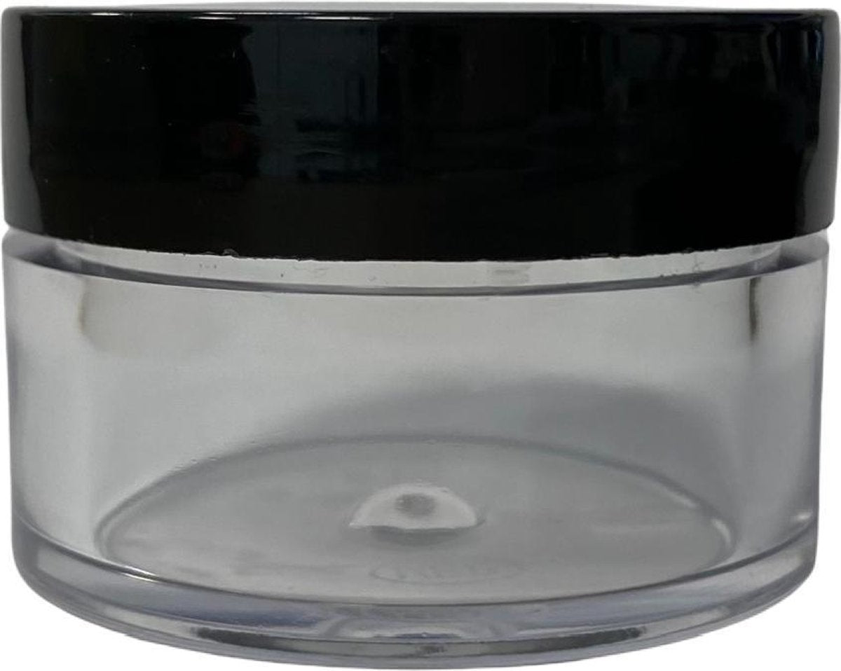 Potje 10 gram incl. deksel zwart 10 stuks - leeg - hervulbaar - reispotje - nail art - cosmetica