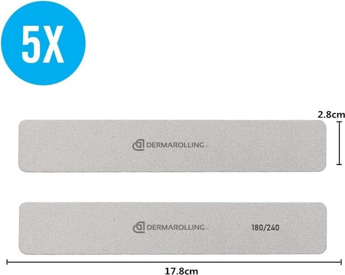 Dermarolling Professionele Nagelvijl Wide Grit 180/240 - Set Van 5 Stuks