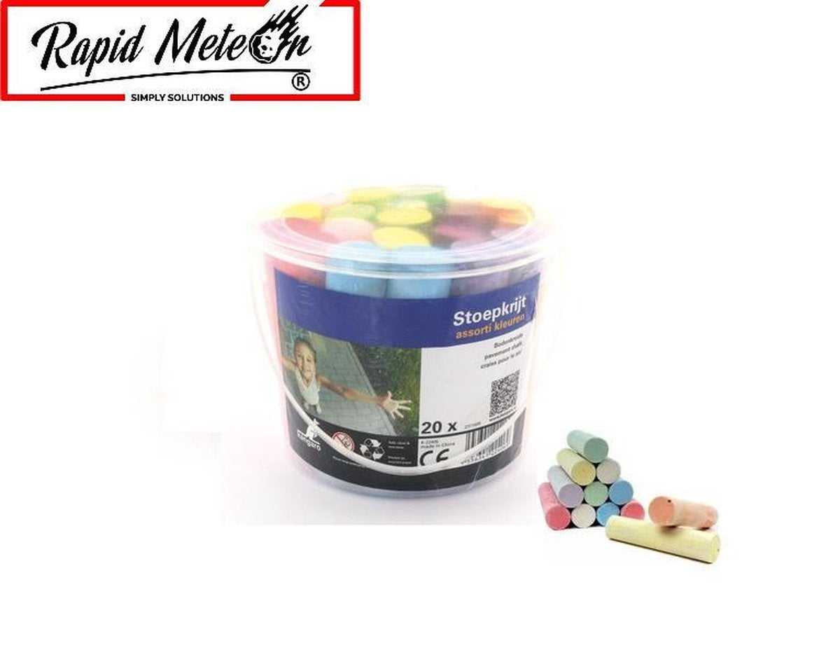 Stoepkrijt - Emmer  - voor Buiten - 20 Stuks - Gekleurd -  Rapid Meteor®