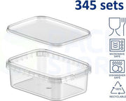 345 x Plastic vershoudbakjes met deksel - rechthoekig - 270ml – transparant - geschikt voor diepvries