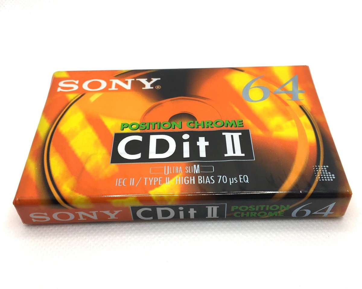 Audio Cassette Tape Sony 64 CDit II Chrome Class  / Uiterst geschikt voor alle opnamedoeleinden / Sealed Blanco Cassettebandje / Cassettedeck / Walkman / Sony cassettebandje.