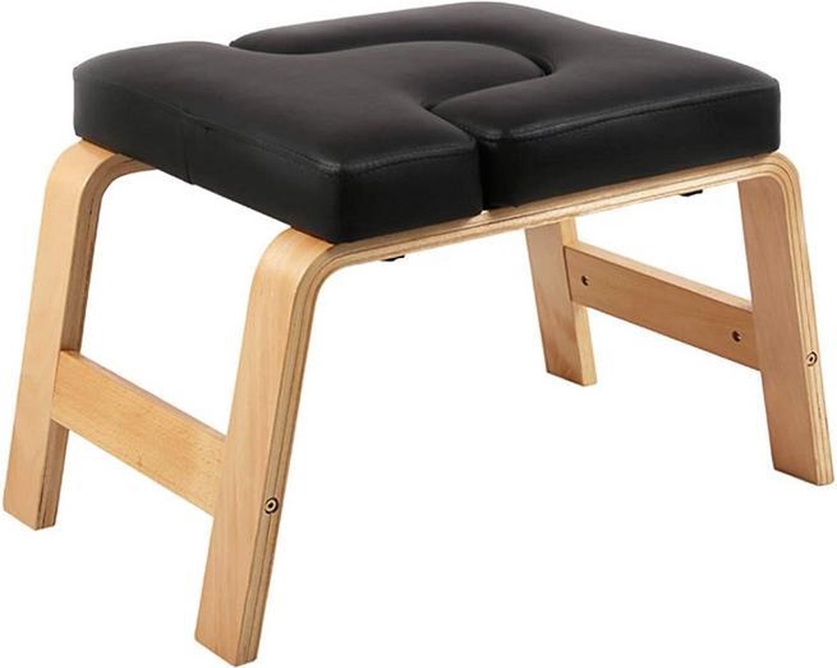 Essentials73 Yoga Stoel / Kruk - zwart - Yoga Trainer - Yogastoel - Inversie stoel - Feet up - Meditatiebankje - Hout - Bankje - Headstand - Hoofdstand
