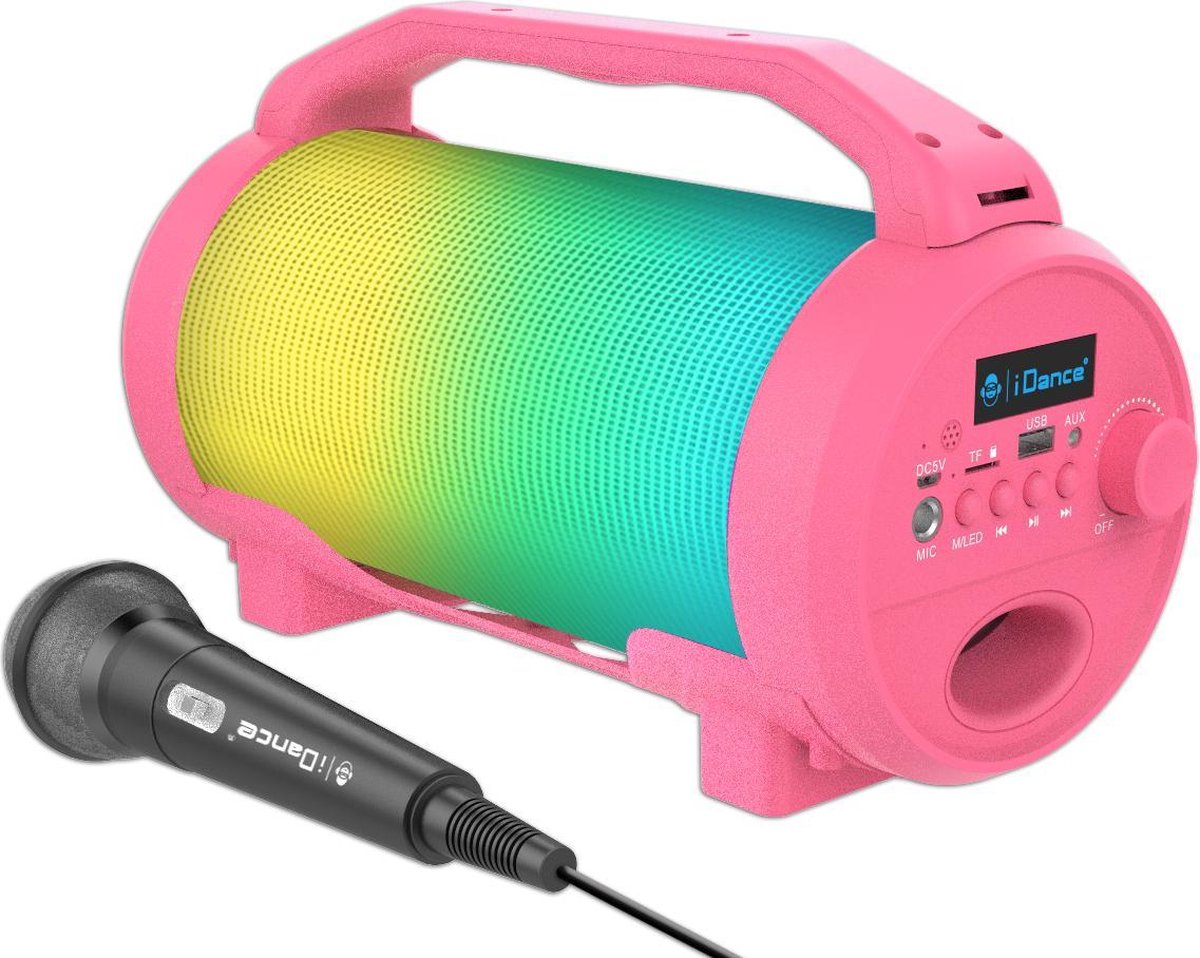 iDance CYCLONE400PK Karaoke Set - Bluetooth Party Speaker met Disco LED-Verlichting - Inclusief Microfoon