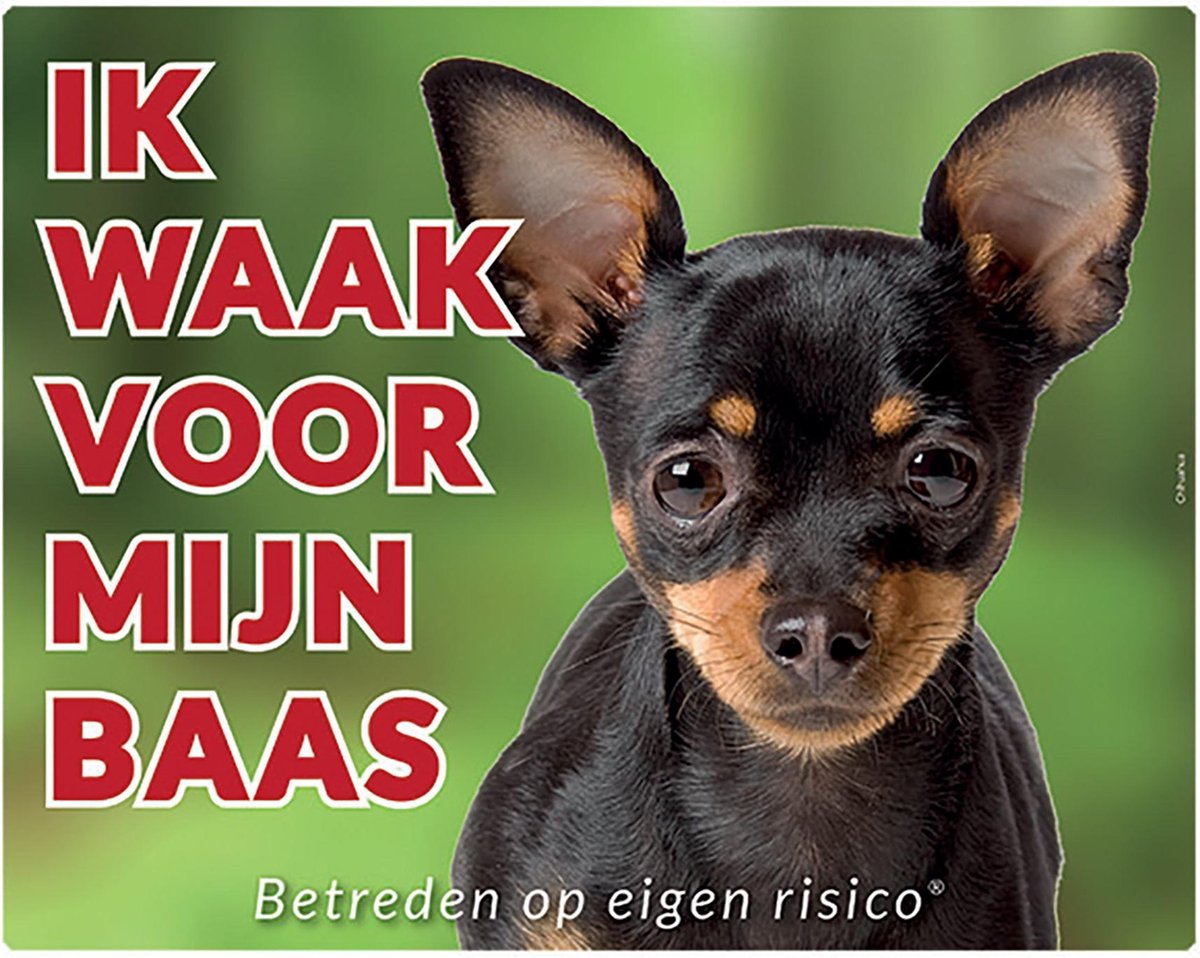 Chihuahua Waakbord  Zwart - Ik waak voor mijn Baas