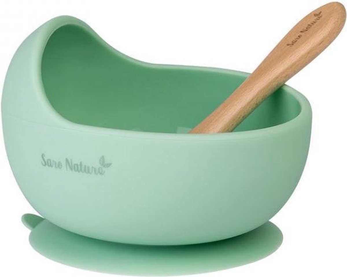 Saro Eetset Wave Hout Mintgroen 2-delig
