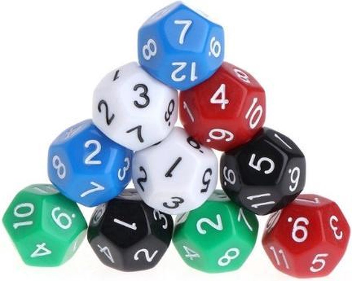 FlexJuf 12-kantige dobbelsteen (SET van 10 STUKS) D12