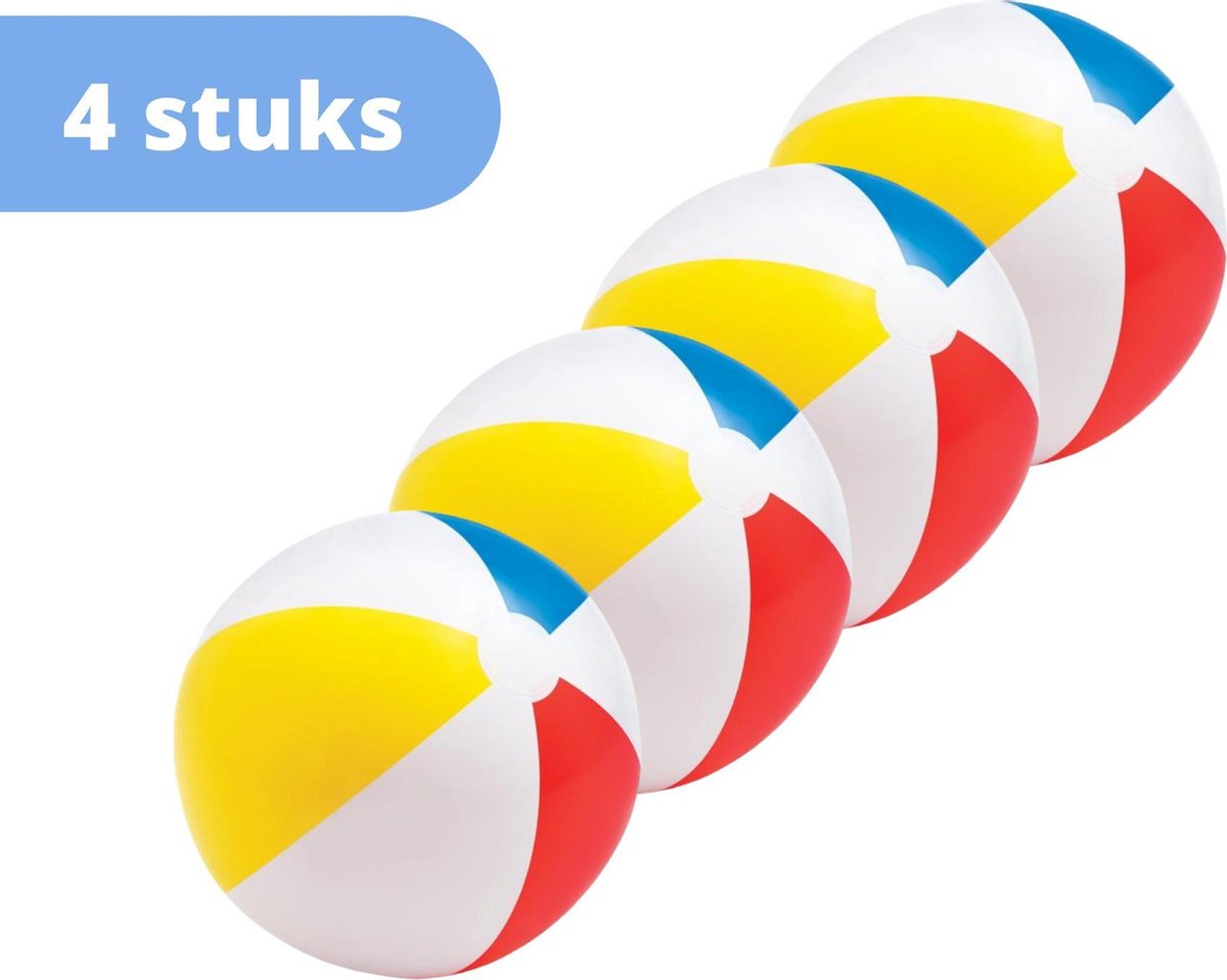 Intex strandbal - set van 4 - strandbal opblaasbaar - 50 cm - meerkleurig