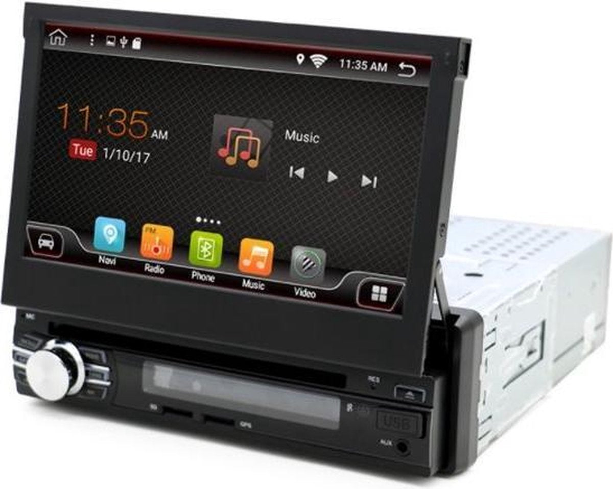 1 din Auto Radio Navigatie systeem - Android 7.1 Wifi 7 inch klapscherm  + GRATIS Achteruitrijcamera