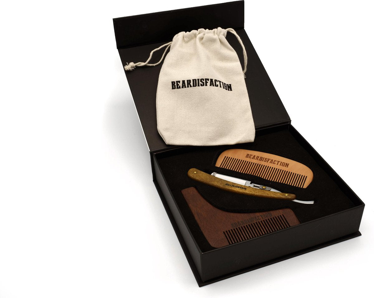 Baard verzorging Set Cadeau Voor Man Baardverzorging - Luxe Scheerset Met Baardkam En Shavette - Beardisfaction Baardset