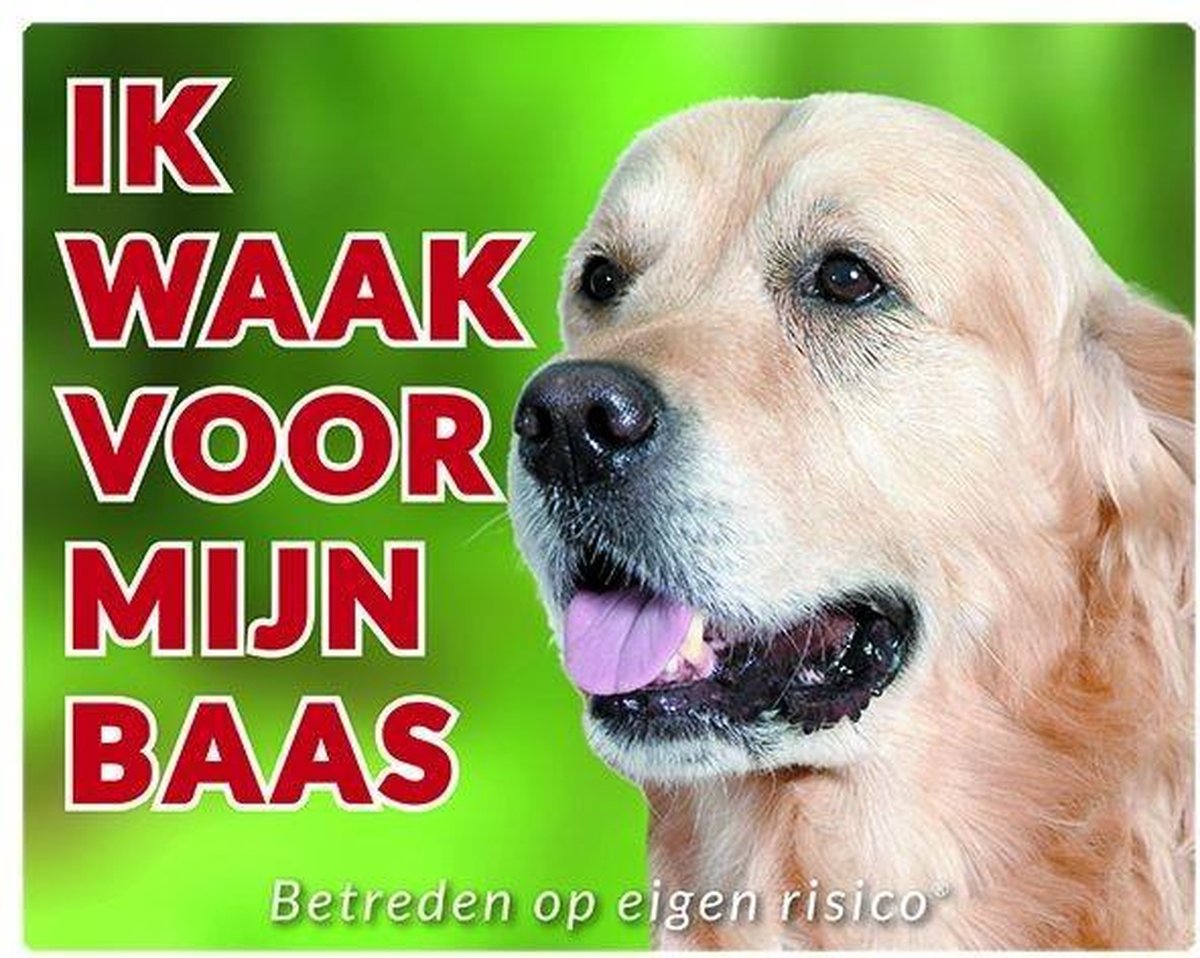 Golden Retriever Waakbord - Ik waak voor mijn baas