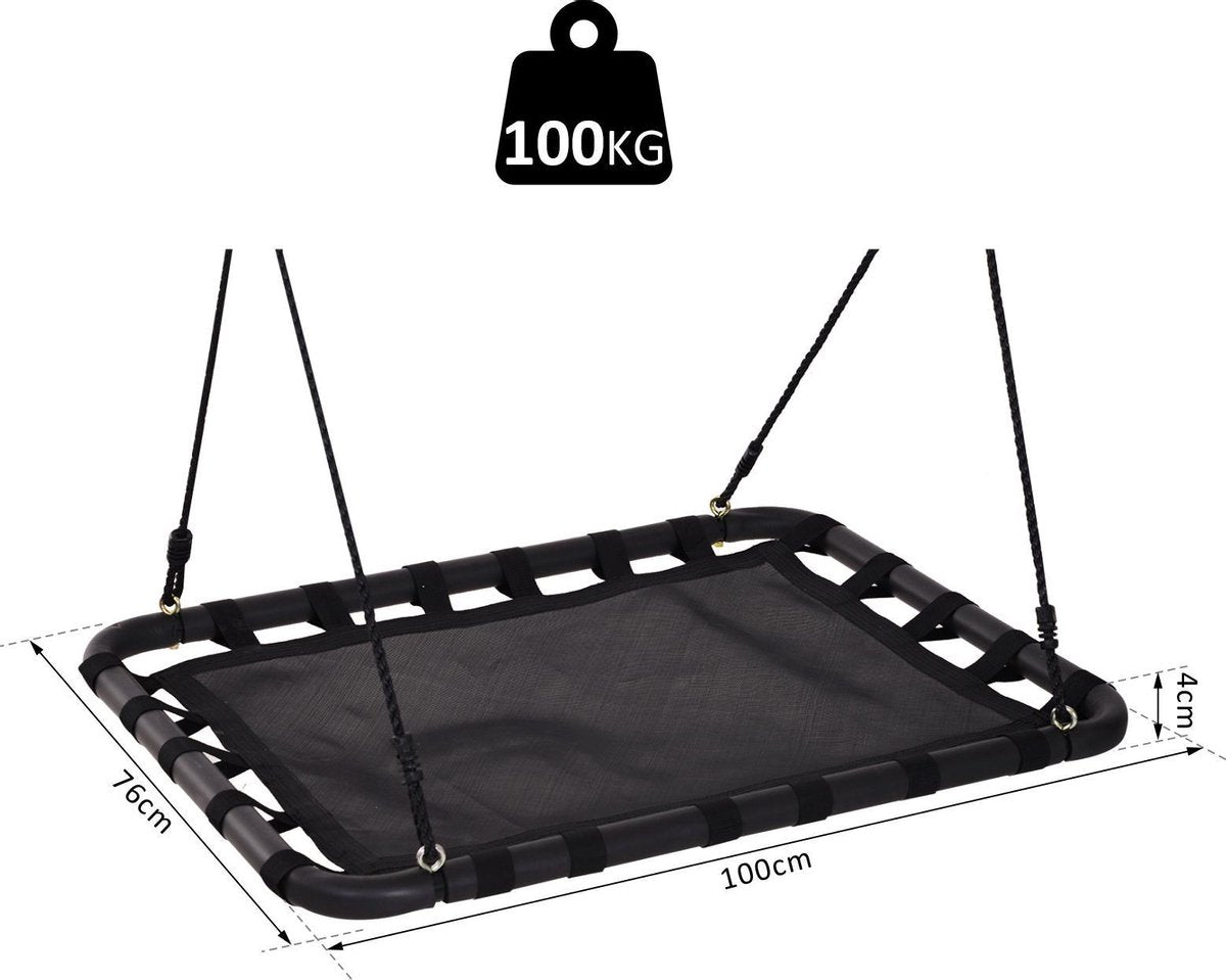 HOMdotCOM Nestschommel zwart tot 100 kg 100 x 76 x 4 cm
