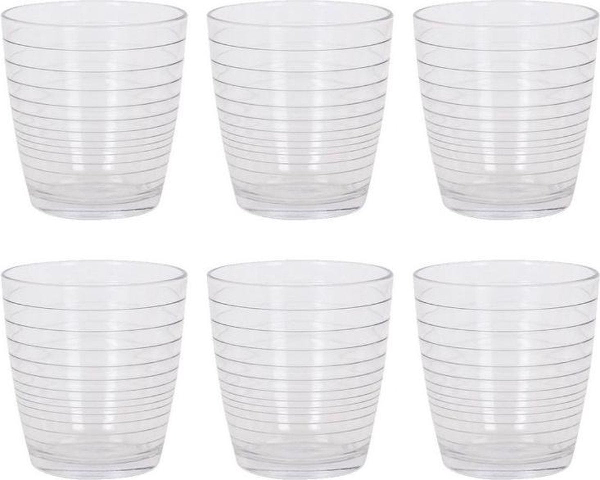 Orange85 Waterglazen - 270 ml - Set van 6 - Patroon - Drinkglazen - Transparant