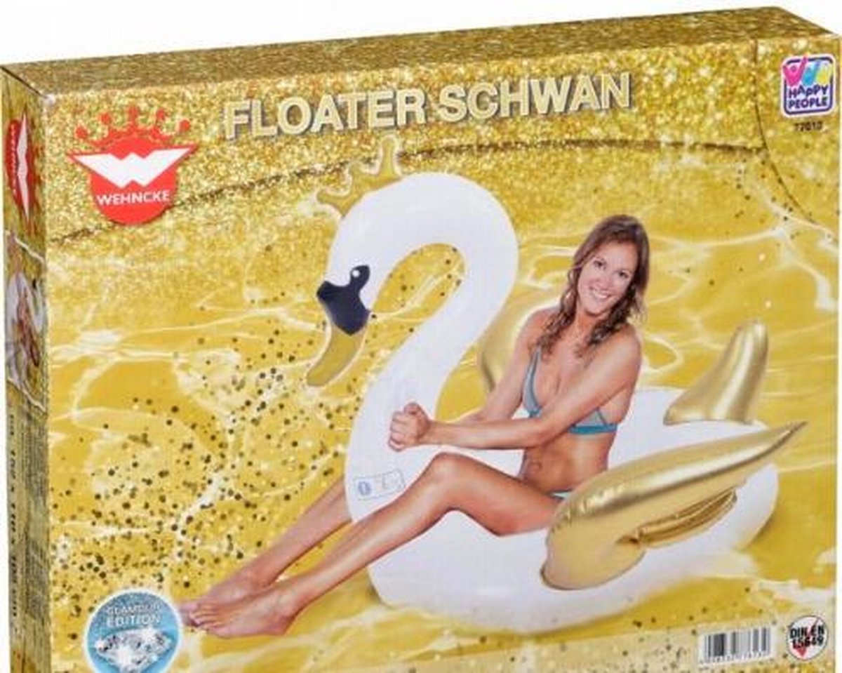 Opblaasbare Zwaan met gouden vleugels