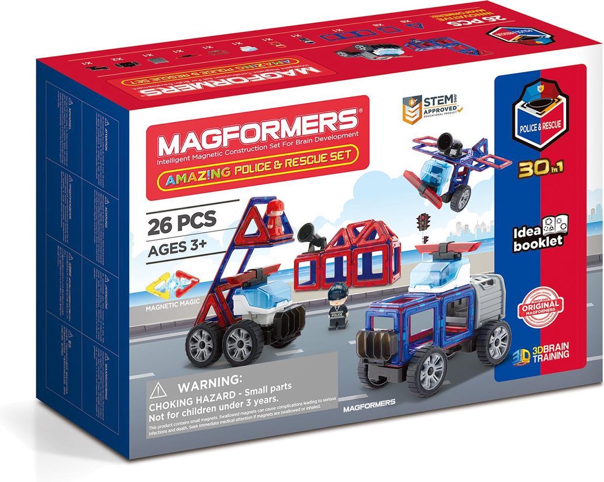 Magformers Amazing Police & Rescue Set - 26 Onderdelen - Magnetisch speelgoed