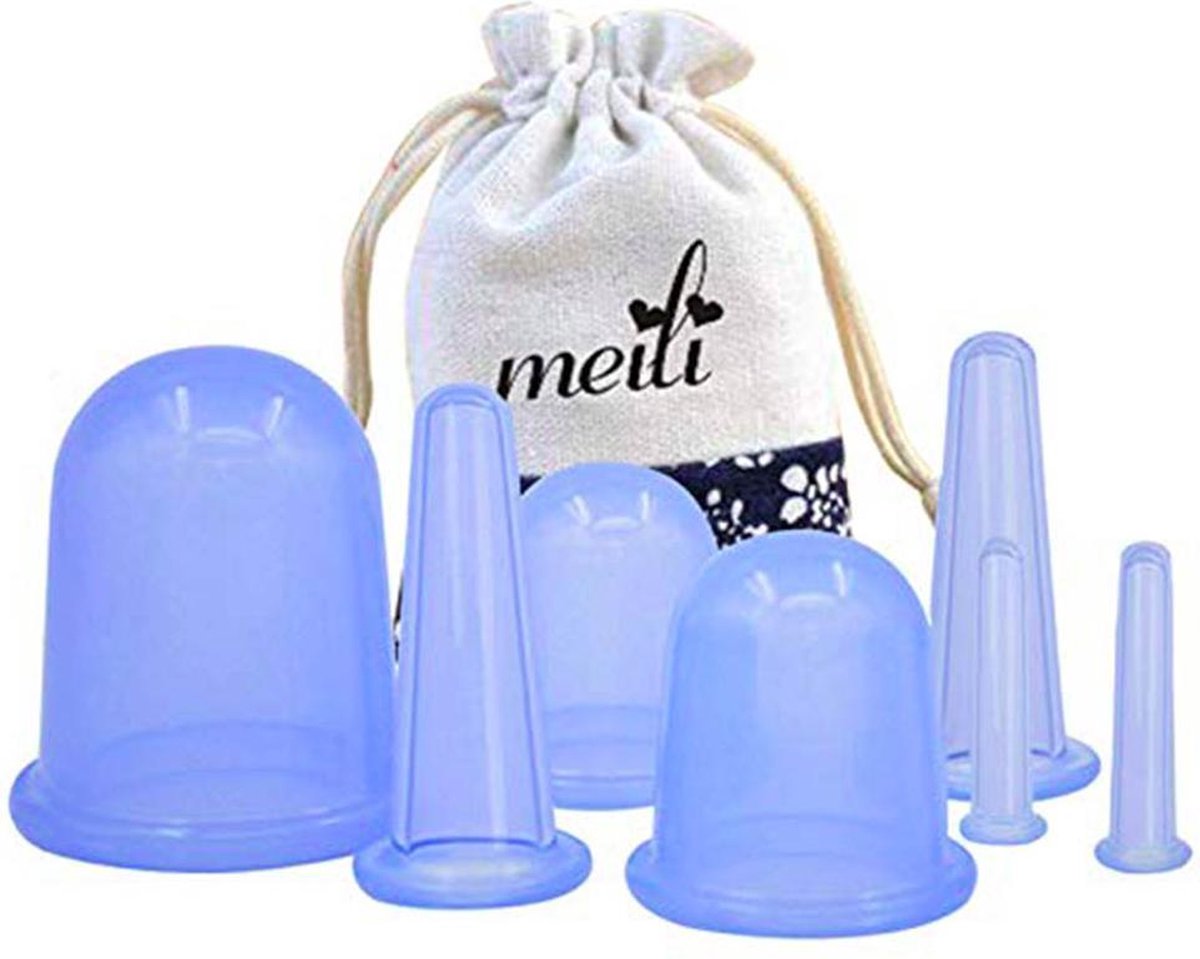 Anti Cellulitis/Cellulite Cups Set 6 Stuks + Massage Borstel + Olie flesje (leeg) | Lichaamsmassage/Lichaamsborstels