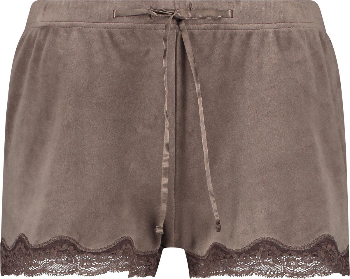 Hunkemöller Dames Shorts Velours Lace - maat S