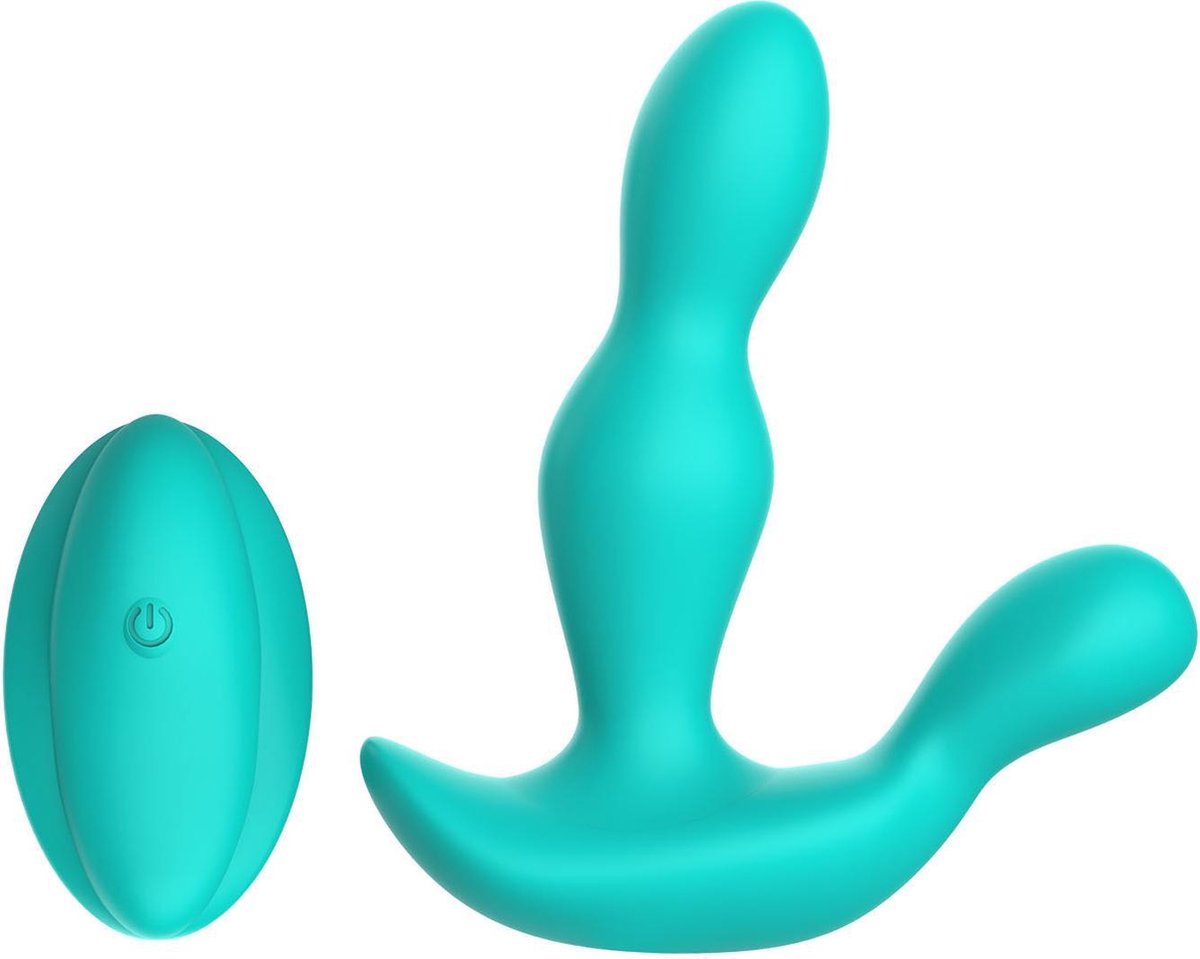 Siliconen Prostaat Vibrator - Anale Vibrator Draadloze Afstandsbediening - 12.3 cm - Turquoise