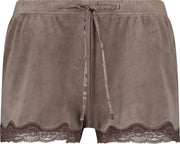 Hunkemöller Dames Shorts Velours Lace - maat 2XS