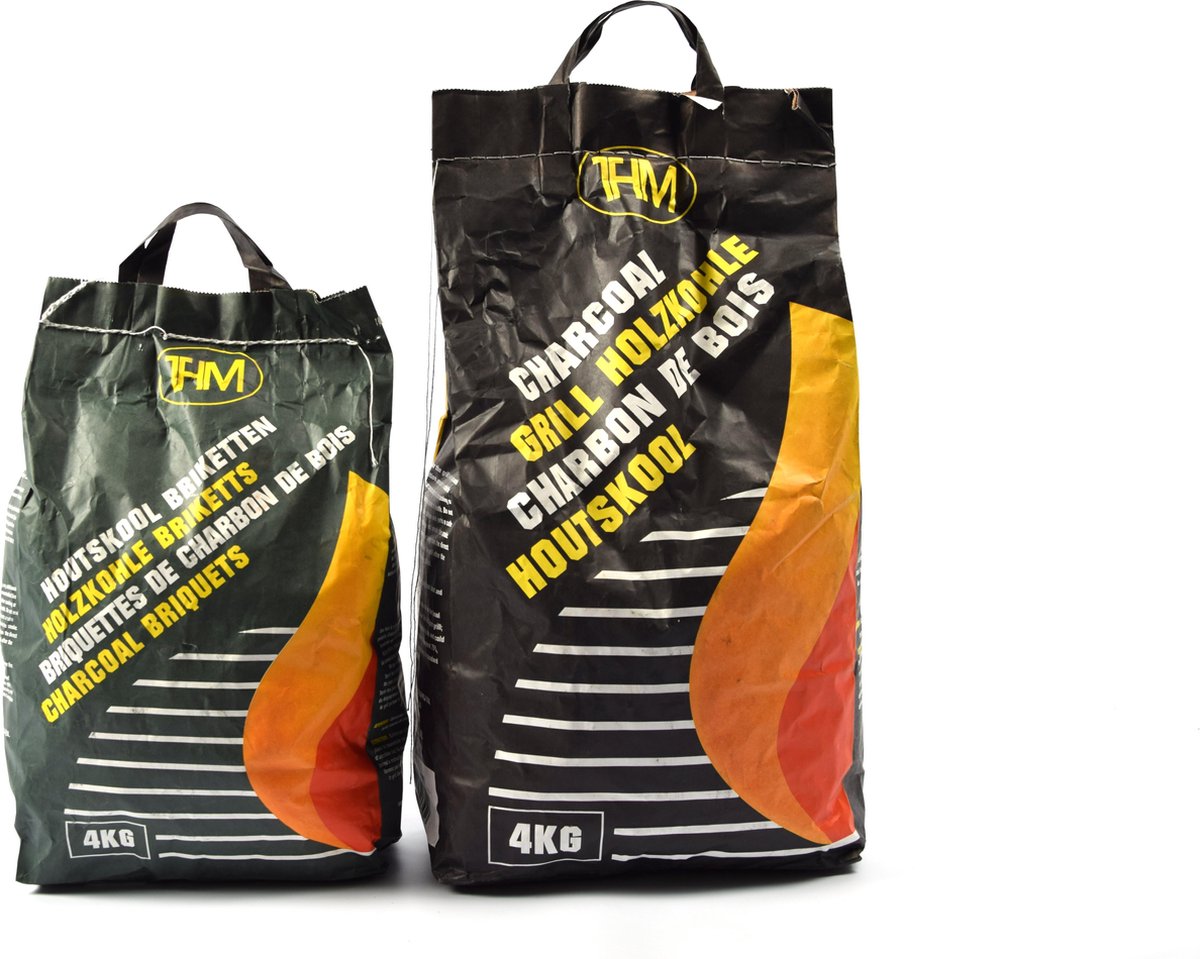 THM barbecuekool - houtskool briketten 4+4 kg