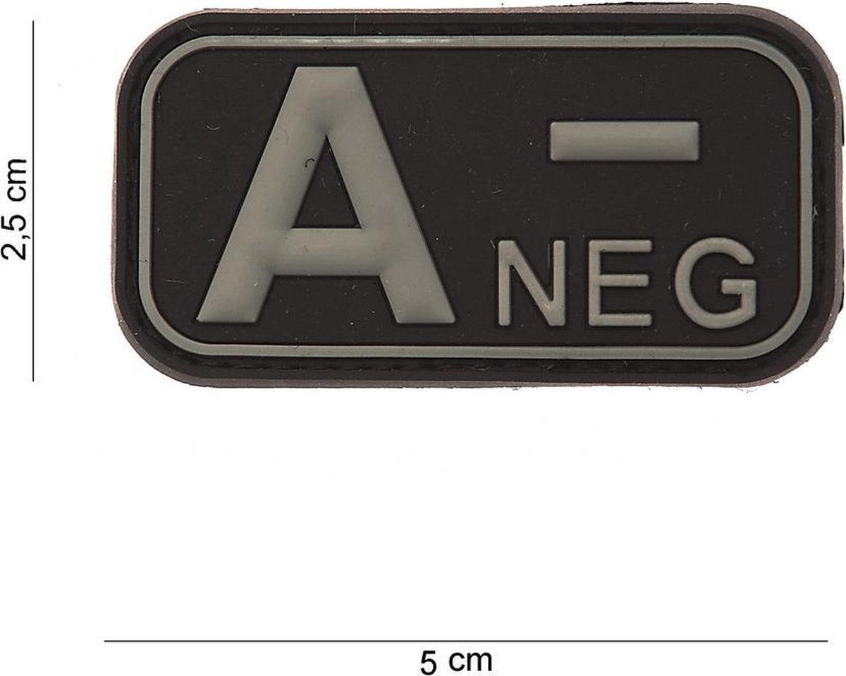 Embleem 3D PVC Bloedgroep A- NEG zwart