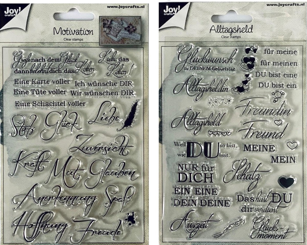Clear stempel Set / Stempels  Spreuken Duits - Motivation  en  Alltagsheld 10x15cm