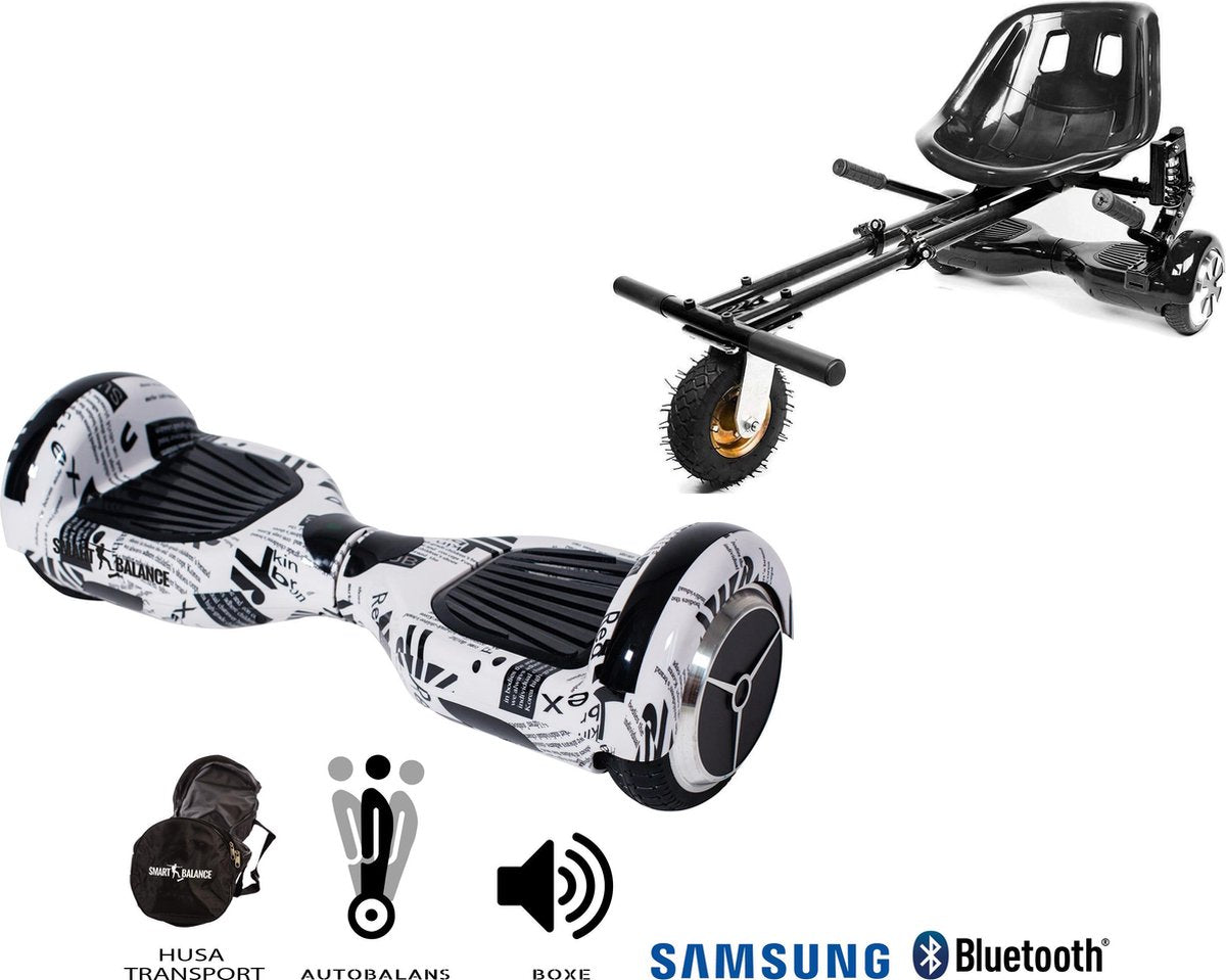 Hoverboard | 6.5 Inch Wielen | Self Balance Hoverboard met Hoverkart| Oxboard | Bluetooth Speakers | Newspaper