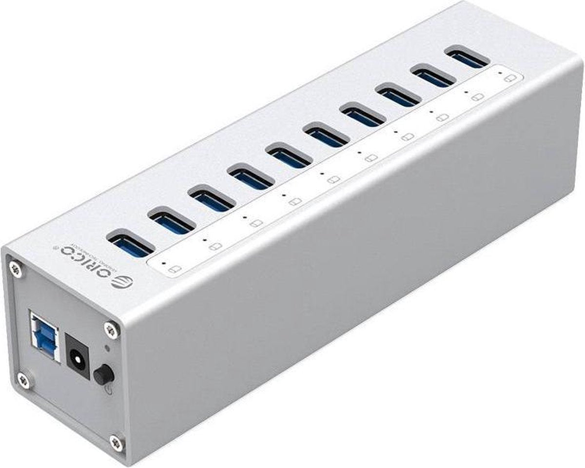Orico USB 3.0 Hub  10x USB 3.0 poorten - Aluminium - Zilver