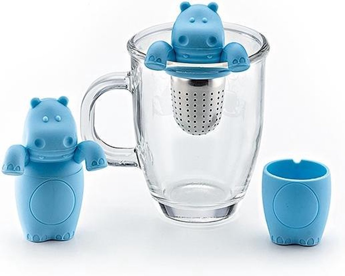 Theefilter Nijlpaard - thee zeef -  thee infuser  voor losse thee
