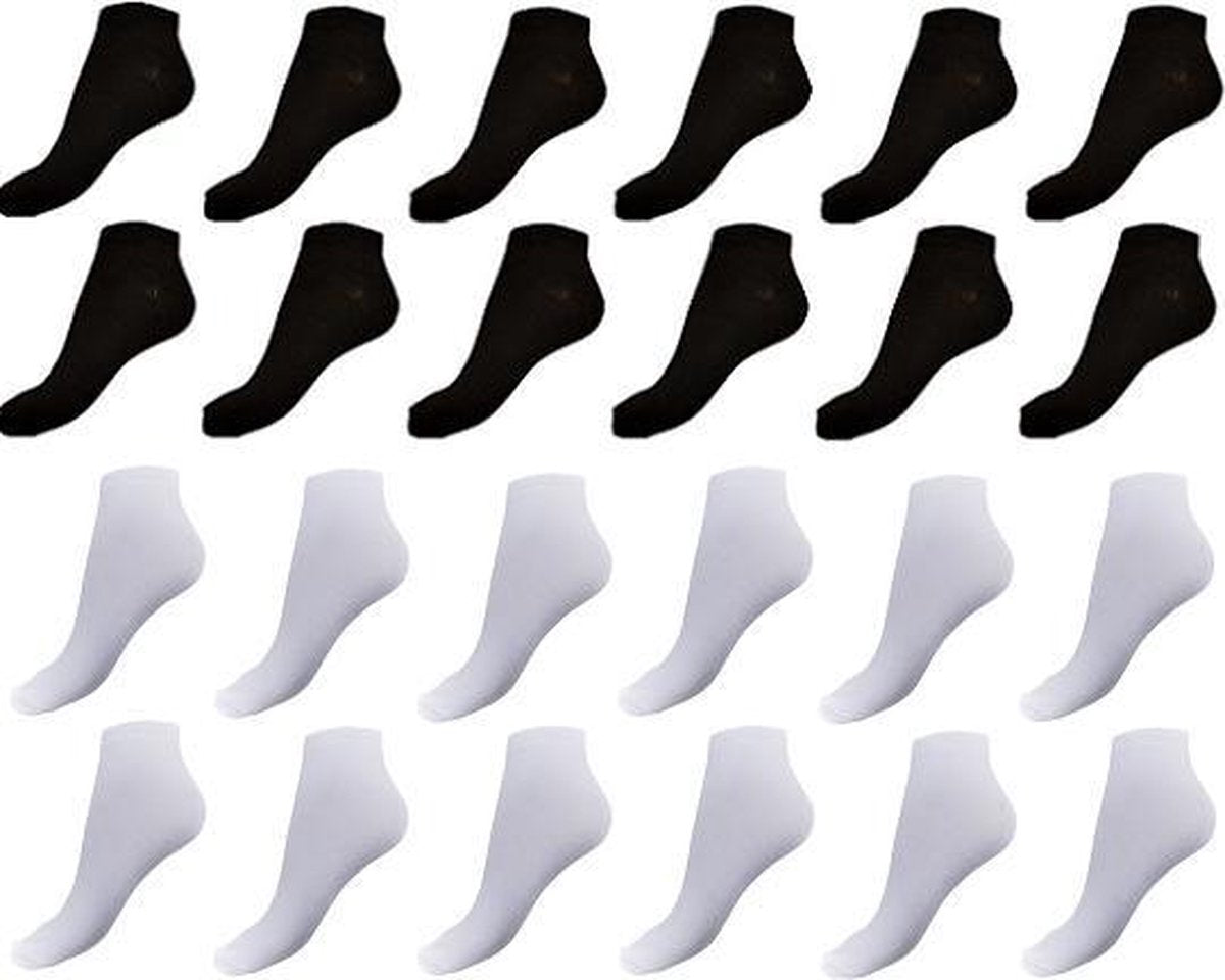 sneakersokken 12 paar black&white maat 40-44