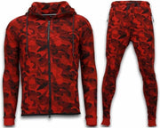 ENOS Exclusive Windrunner Camo Trainingspakken - Camouflage Joggingpak - Rood - Maat: XS