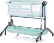 Co-Sleeper Amore Mio  - aanschuifbed  Mint met schommel functie incl. muggennet en muziek box