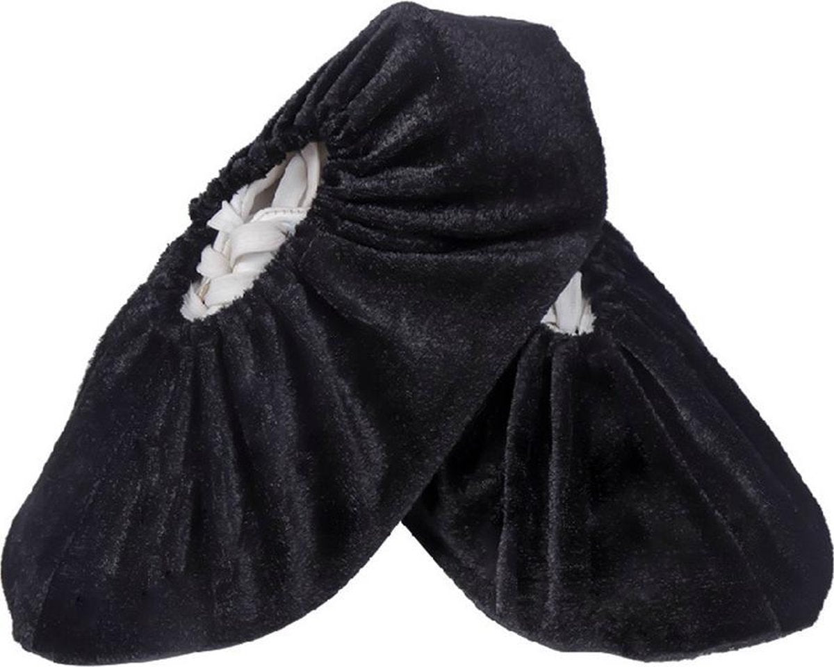 2 Paar Lekkere zachte wasbare antislip velours overschoenen / Pantoffels  Zwart 37-42