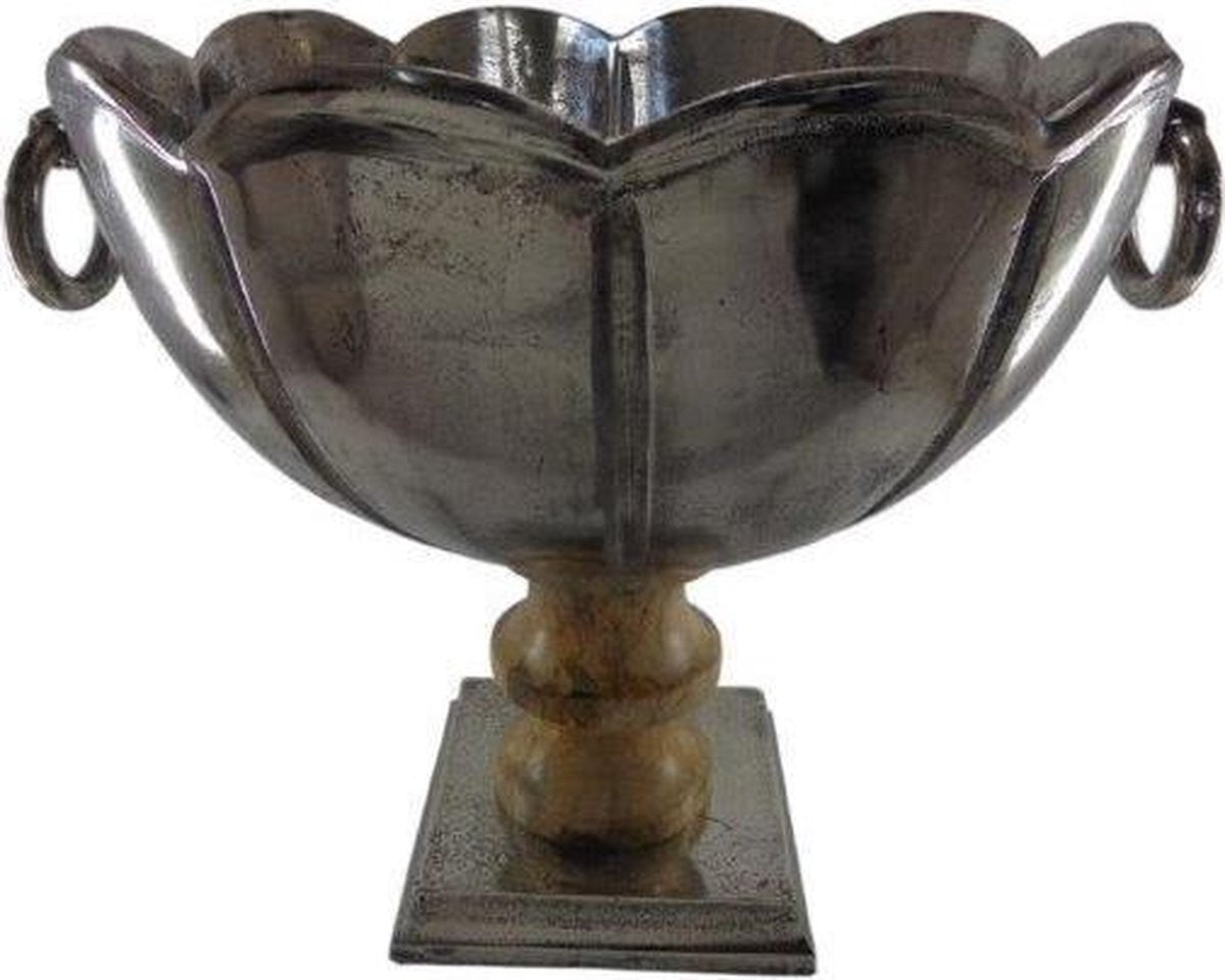 Deco4yourhome - Fruitschaal - 46cm - Old Metal/Natural Wood