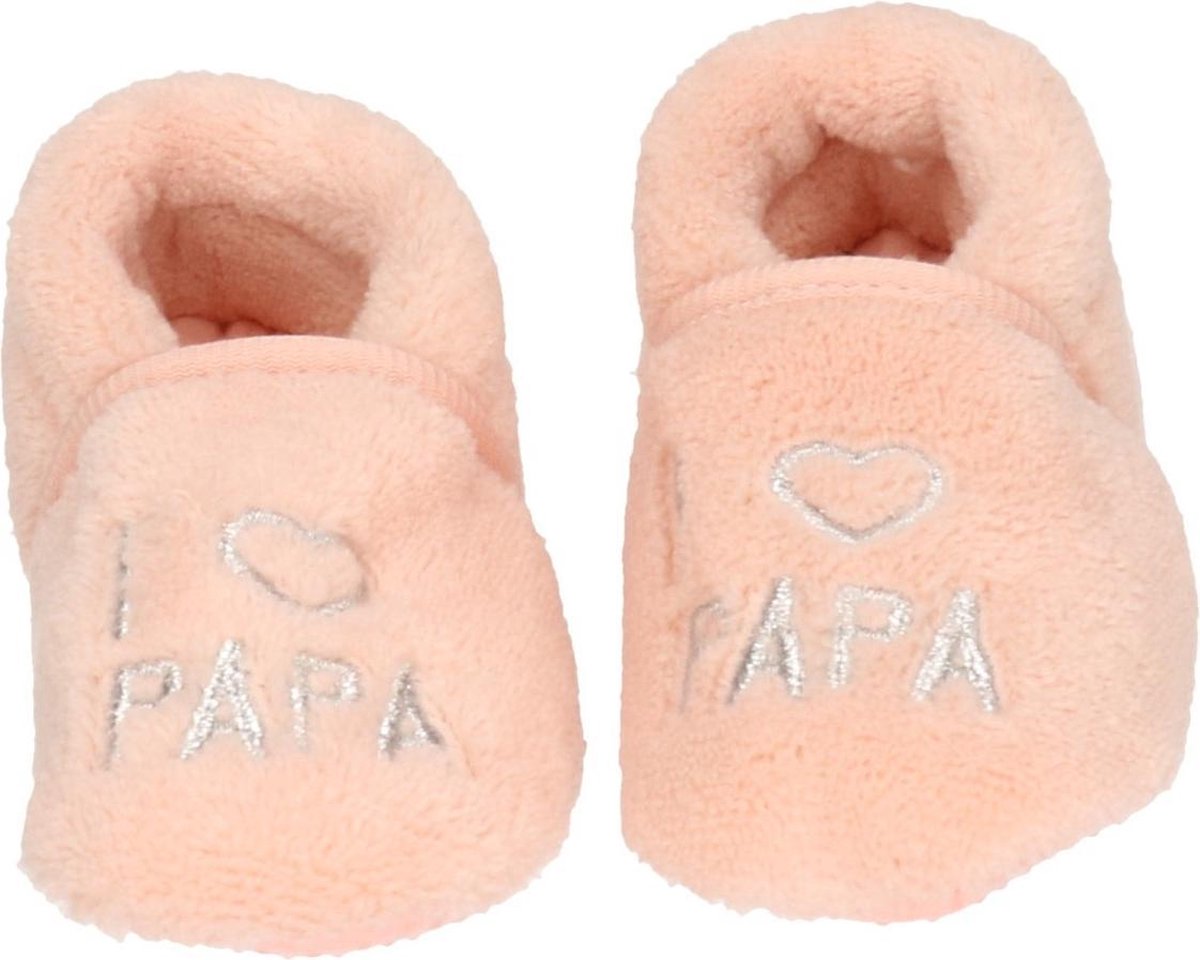 Roze meisjes babyslofjes I love papa - kraamcadeau / geboorte 18-19